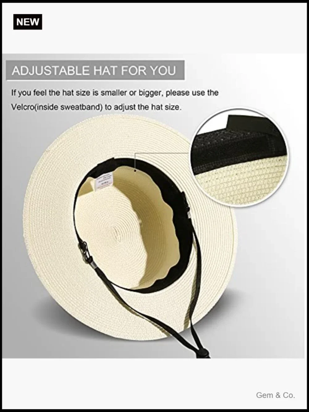 Wide Brim Straw Boater Sun Hat Foldable Packable Beach Hat UPF 50+